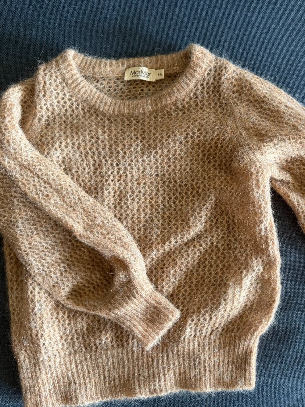 MarMar Copenhagen Camel Tan Open Mesh Mohair Knit Sweater Size 4-5Y